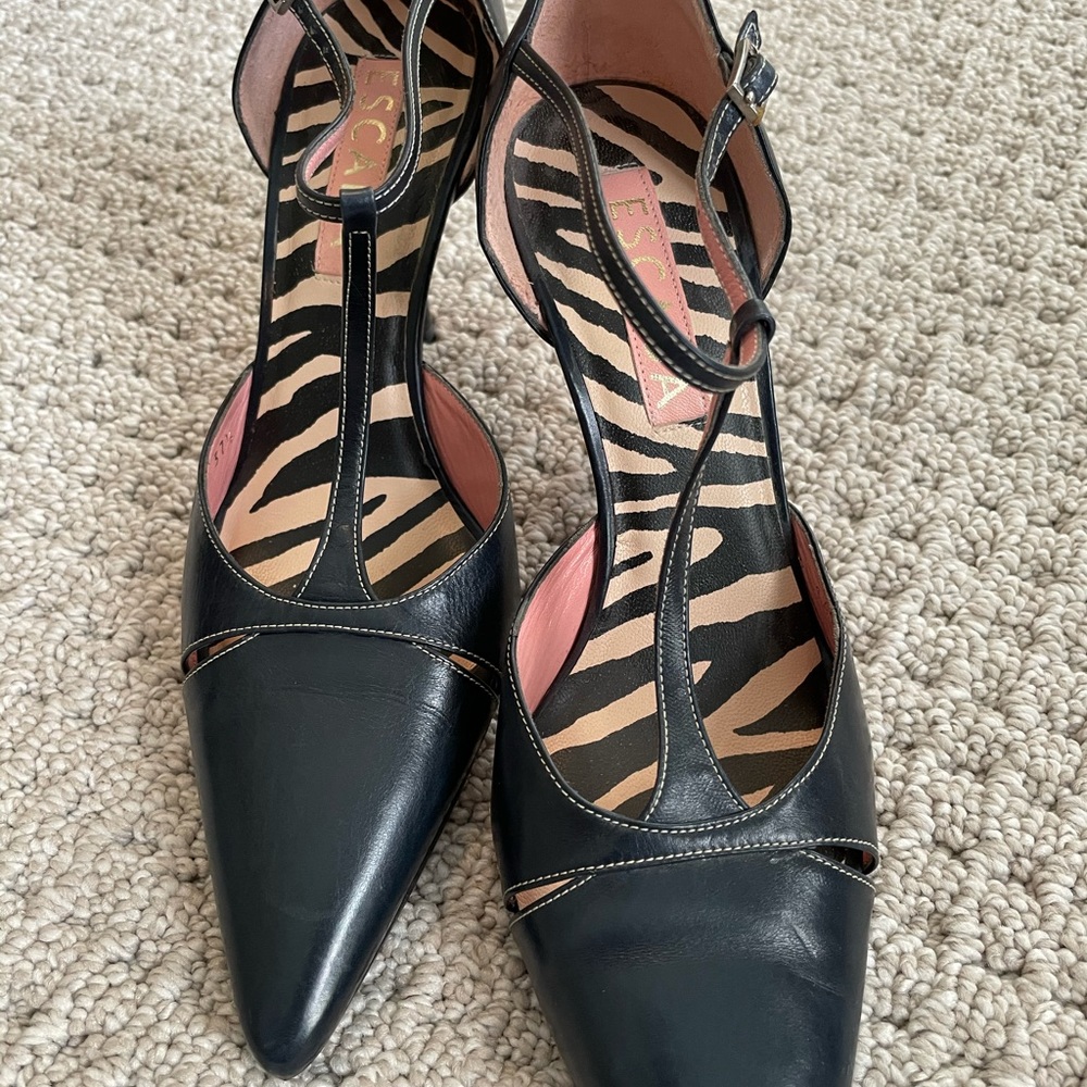 New! Escada Mary Jane heels with retro pointed toe